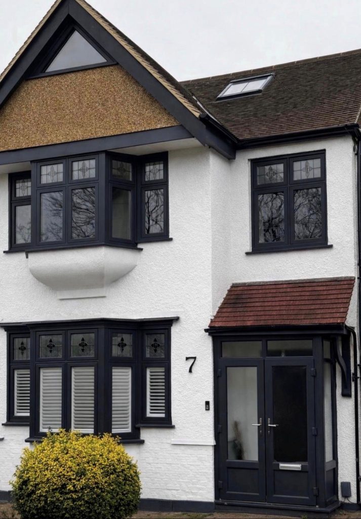 This North London home has been upgraded with a carefully chosen mix of Ultimate Heritage Flush Casement windows, a timber-alternative kitchen door, and contemporary porch and loft glazing.